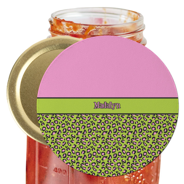 Custom Pink & Lime Green Leopard Jar Opener (Personalized)