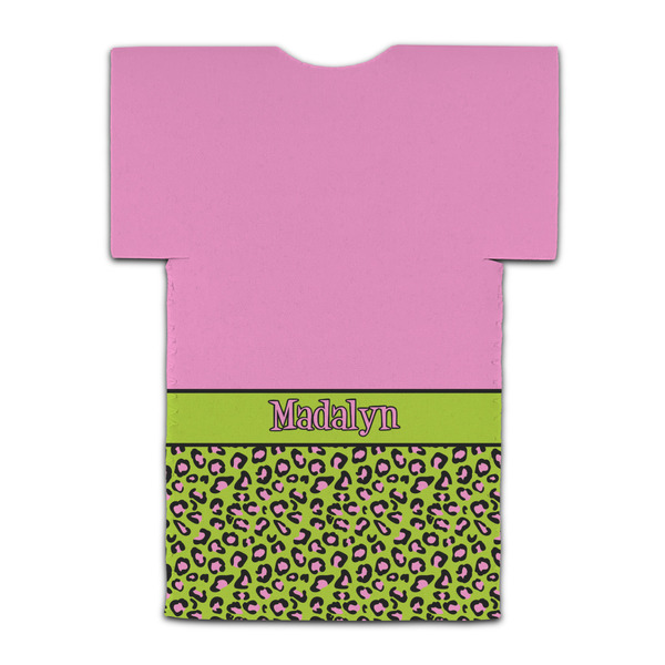 Pink & Lime Green Leopard Jersey Bottle Cooler - BACK (flat)