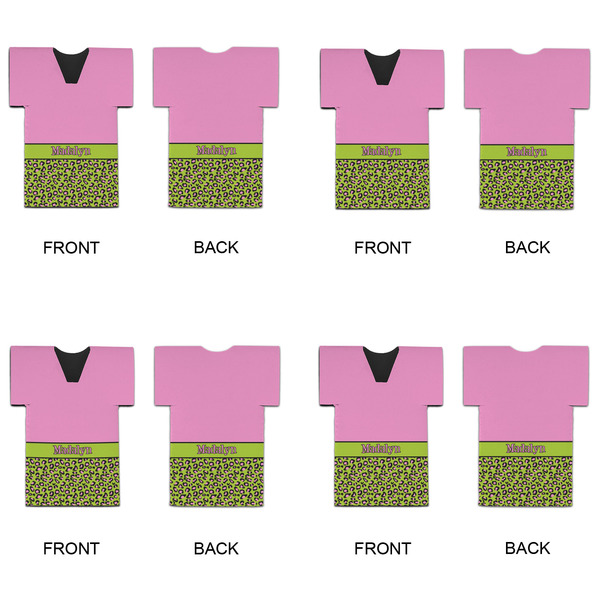 Pink & Lime Green Leopard Jersey Bottle Cooler - Set of 4 - APPROVAL