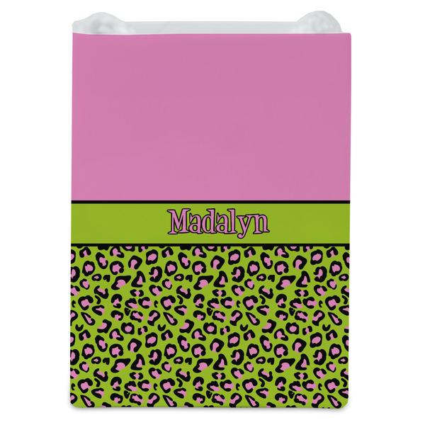 Pink & Lime Green Leopard Jewelry Gift Bag - Gloss - Front