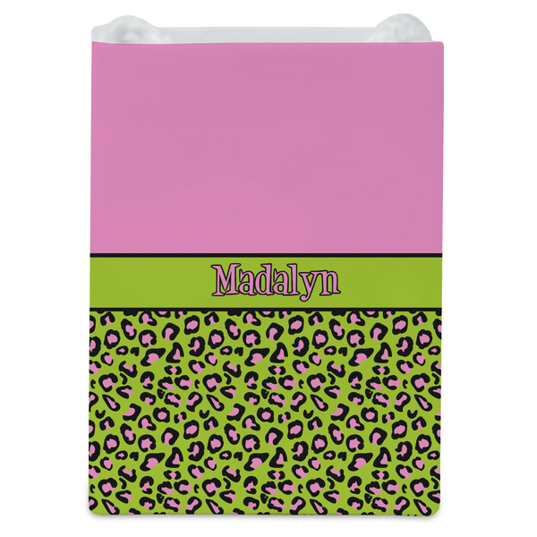 Pink & Lime Green Leopard Jewelry Gift Bag - Matte - Front