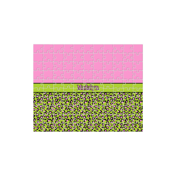 Custom Pink & Lime Green Leopard 110 pc Jigsaw Puzzle (Personalized)