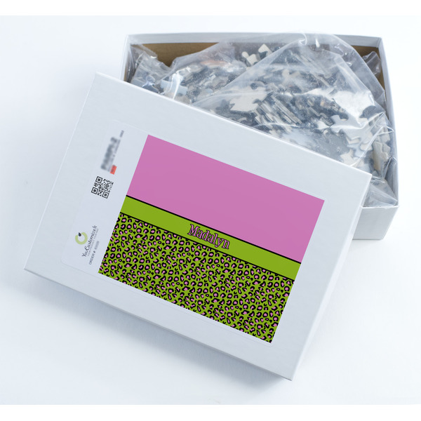Pink & Lime Green Leopard Jigsaw Puzzle 500 Piece - Box