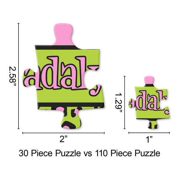 Pink & Lime Green Leopard Jigsaw Puzzle - Piece Comparison