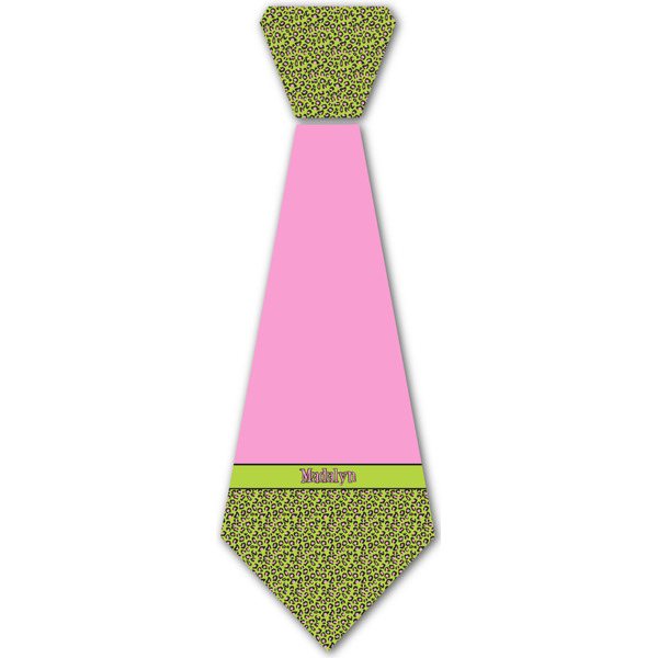Custom Pink & Lime Green Leopard Iron On Tie - 4 Sizes w/ Name or Text