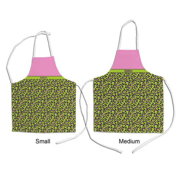 Pink & Lime Green Leopard Kid's Aprons - Comparison