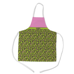 Pink & Lime Green Leopard Kid's Apron - Medium (Personalized)