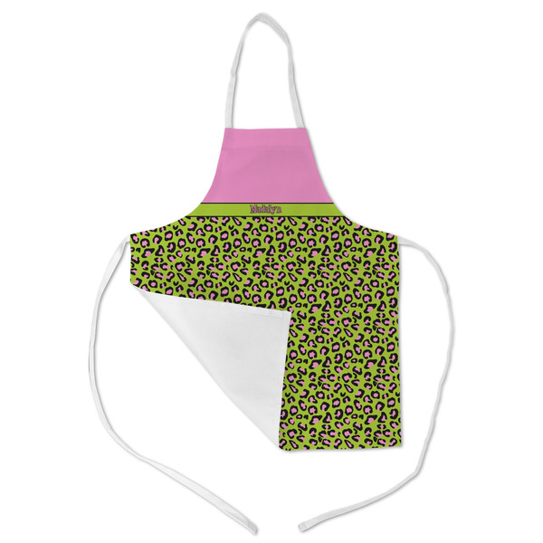 Pink & Lime Green Leopard Kid's Aprons - Medium - Main (med/lrg)