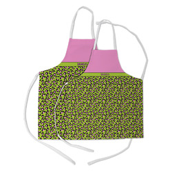 Pink & Lime Green Leopard Kid's Apron w/ Name or Text