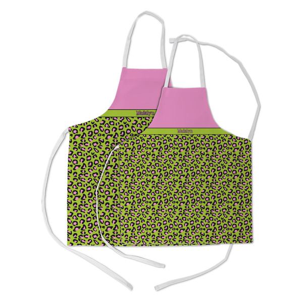 Pink & Lime Green Leopard Kid's Aprons - Parent - Main