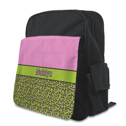 Pink & Lime Green Leopard Preschool Backpack (Personalized)