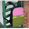 Pink & Lime Green Leopard Kids Backpack - In Context