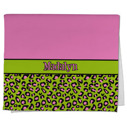 Pink & Lime Green Leopard Kitchen Towel - Poly Cotton w/ Name or Text