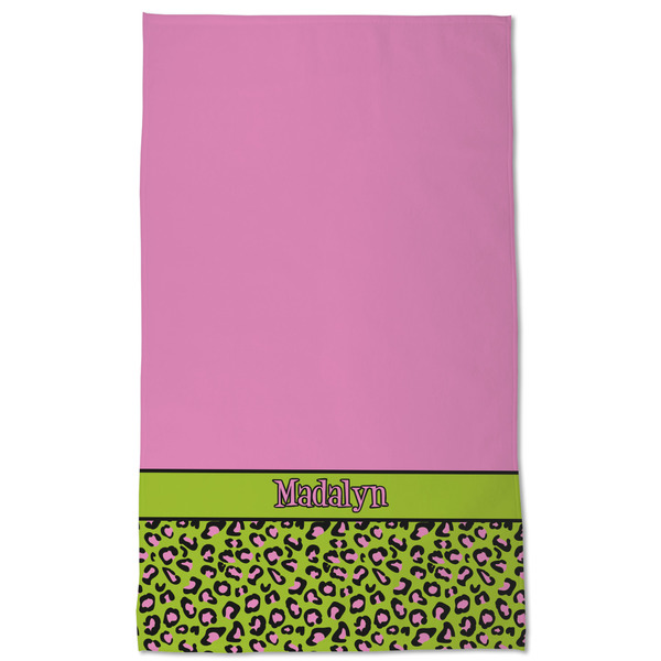 Pink & Lime Green Leopard Kitchen Towel - Poly Cotton - Full Front