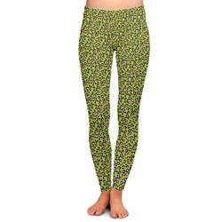 Pink & Lime Green Leopard Ladies Leggings - Extra Small