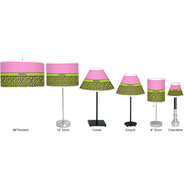 Pink & Lime Green Leopard Lamp Full View Size Comparison