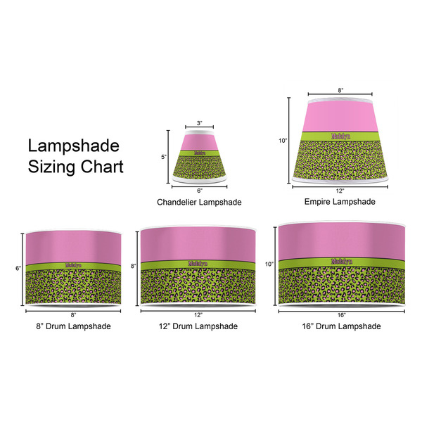 Pink & Lime Green Leopard Lampshade Sizing Chart