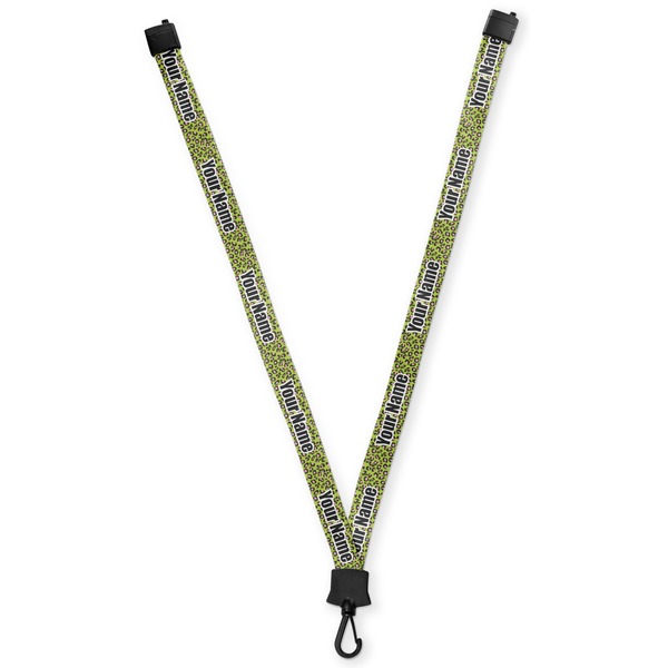 Custom Pink & Lime Green Leopard Lanyard (Personalized)