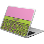 Pink & Lime Green Leopard Laptop Skin - Custom Sized w/ Name or Text