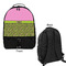 Pink & Lime Green Leopard Large Backpack - Black - Front & Back View
