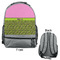 Pink & Lime Green Leopard Large Backpack - Gray - Front & Back View