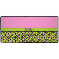 Pink & Lime Green Leopard 3XL Gaming Mouse Pad - 35" x 16" (Personalized)