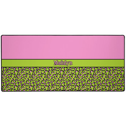 Pink & Lime Green Leopard Gaming Mouse Pad (Personalized)