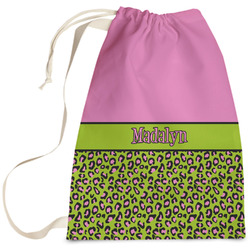 Pink & Lime Green Leopard Laundry Bag - Large (Personalized)