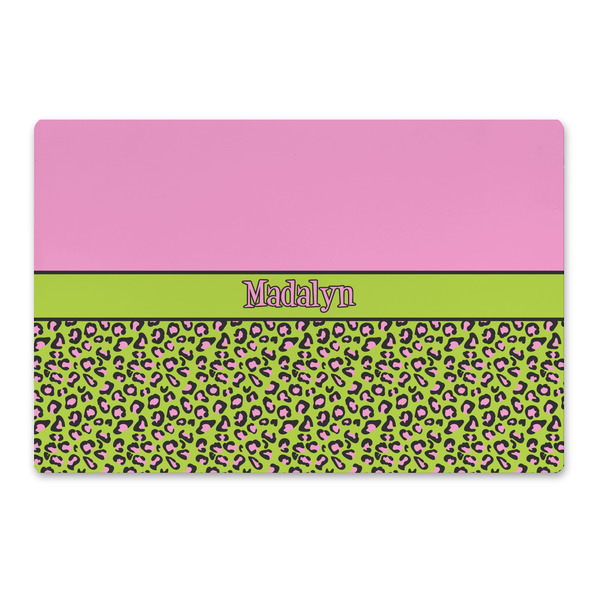 Custom Pink & Lime Green Leopard Large Rectangle Car Magnet (Personalized)