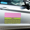 Pink & Lime Green Leopard Large Rectangle Car Magnets- In Context