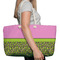 Pink & Lime Green Leopard Large Rope Tote Bag - In Context View