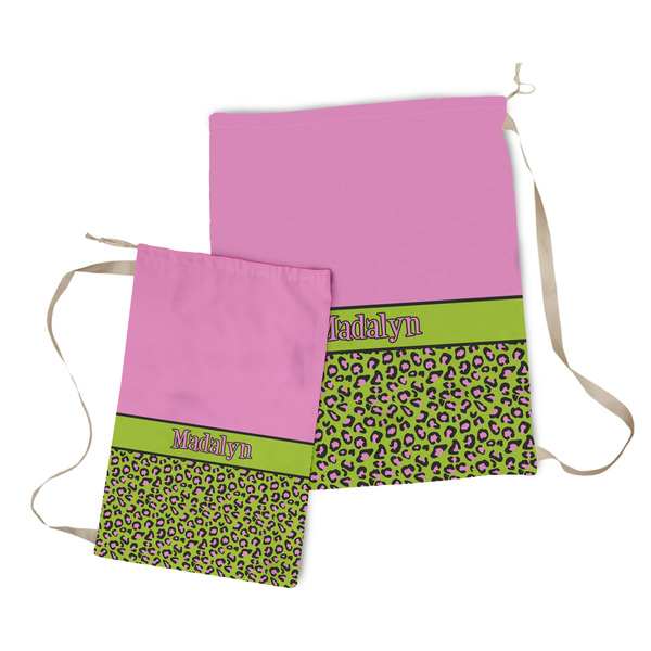 Pink & Lime Green Leopard Laundry Bag - Both Bags