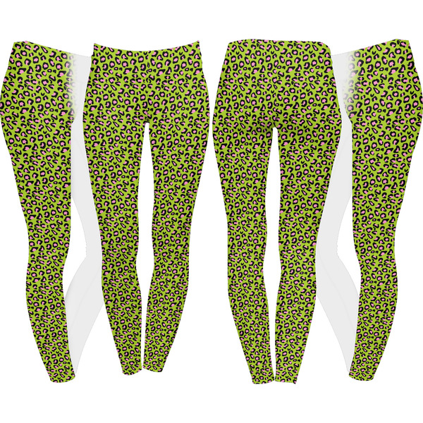 Pink & Lime Green Leopard Leggings Turn Around - Apvl