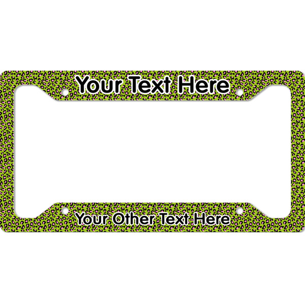 Custom Pink & Lime Green Leopard License Plate Frame - Style A (Personalized)