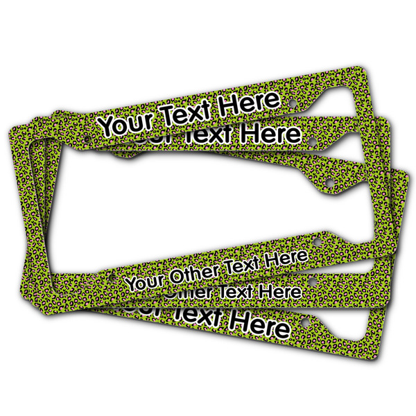 Pink & Lime Green Leopard License Plate Frames - (PARENT MAIN)