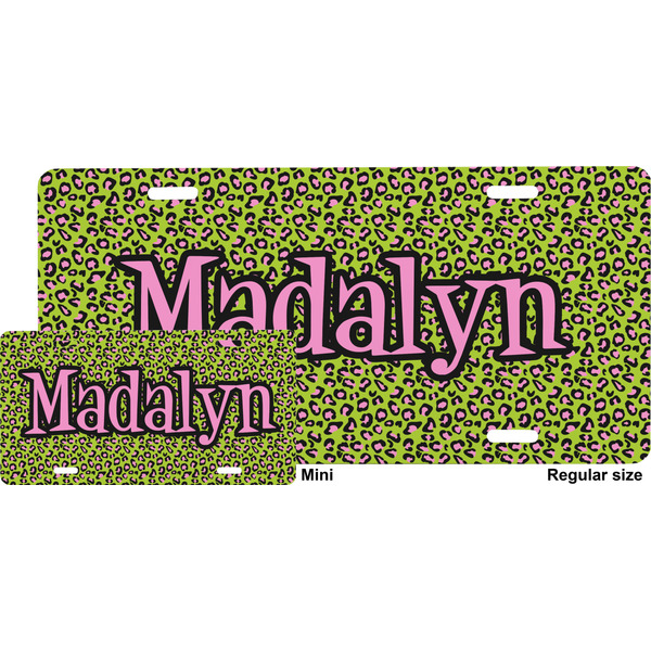 Pink & Lime Green Leopard License Plate (Sizes)