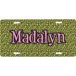 Pink & Lime Green Leopard Front License Plate (Personalized)