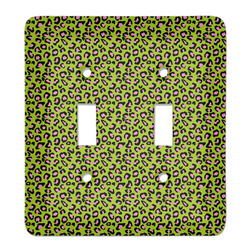 Pink & Lime Green Leopard Light Switch Cover (2 Toggle Plate)
