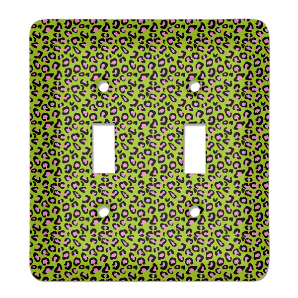 Custom Pink & Lime Green Leopard Light Switch Cover (2 Toggle Plate)