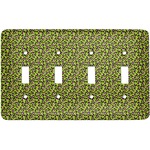Pink & Lime Green Leopard Light Switch Cover (4 Toggle Plate)