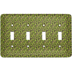 Pink & Lime Green Leopard Light Switch Cover (4 Toggle Plate)