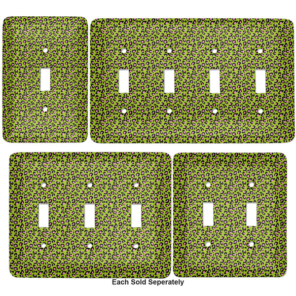 Pink & Lime Green Leopard Light Switch Covers all sizes