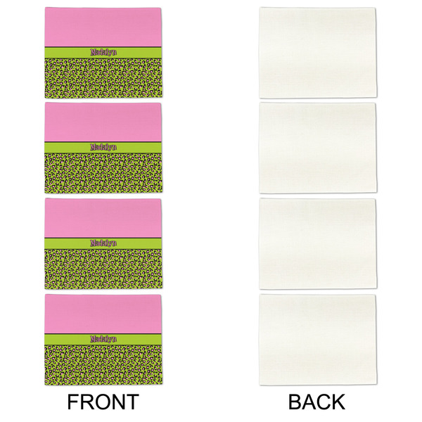 Pink & Lime Green Leopard Linen Placemat - APPROVAL Set of 4 (single sided)