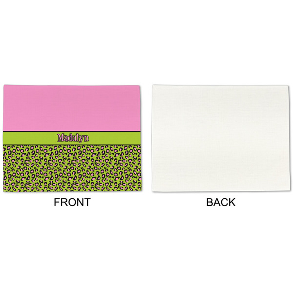 Pink & Lime Green Leopard Linen Placemat - APPROVAL Single (single sided)