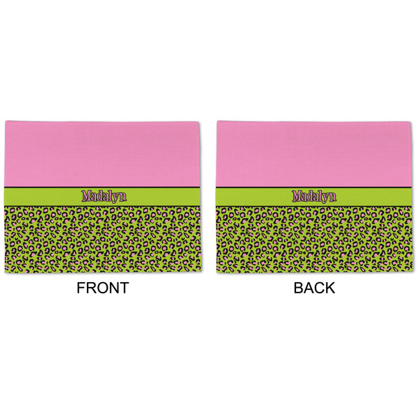 Pink & Lime Green Leopard Linen Placemat - APPROVAL (double sided)