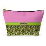 Pink & Lime Green Leopard Makeup Bag - Small - 8.5"x4.5" (Personalized)