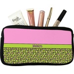Pink & Lime Green Leopard Makeup / Cosmetic Bag (Personalized)