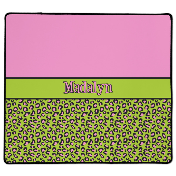 Custom Pink & Lime Green Leopard XL Gaming Mouse Pad - 18" x 16" (Personalized)