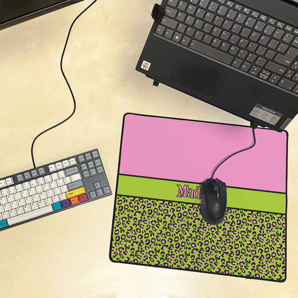 Pink & Lime Green Leopard Medium Gaming Mats - LIFESTYLE