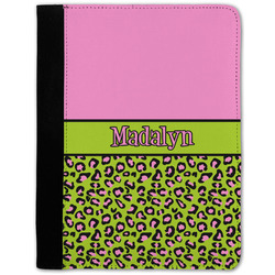 Pink & Lime Green Leopard Notebook Padfolio - Medium w/ Name or Text
